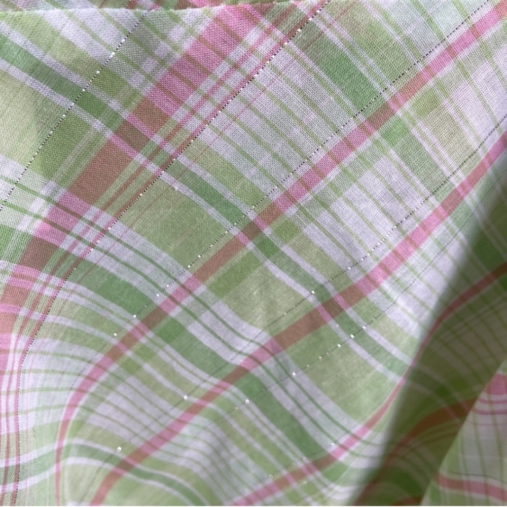 New York and Company Sleeveless Green Plaid with Silver Size 12 - Picture 6 of 6